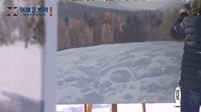 肖景志、徐法清、李劍革三人刺骨寒風橫道寫生